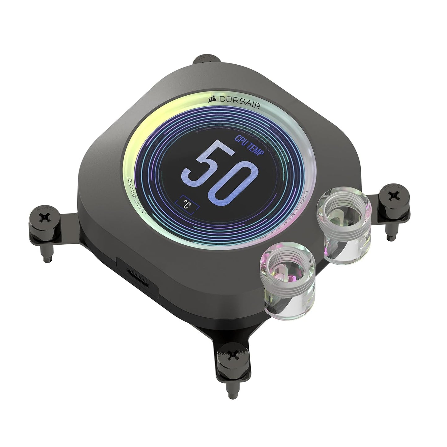 CORSAIR XC7 RGB Elite LCD CPU Water Block – 480×480 IPS LCD Display – 31 RGB LEDs – USB-C – Intel LGA 1700 & AMD AM5 – Custom Loop CPU Cooler