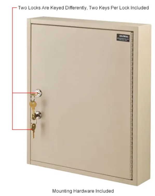 Global Industrial™ Medical Security Cabinet w/Double Key Locks, 14"Wx3-1/8"Dx17-1/8"H, Beige