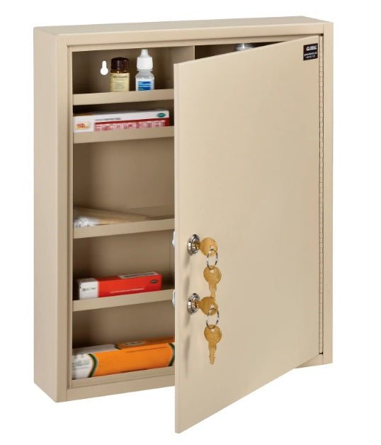 Global Industrial™ Medical Security Cabinet w/Double Key Locks, 14"Wx3-1/8"Dx17-1/8"H, Beige