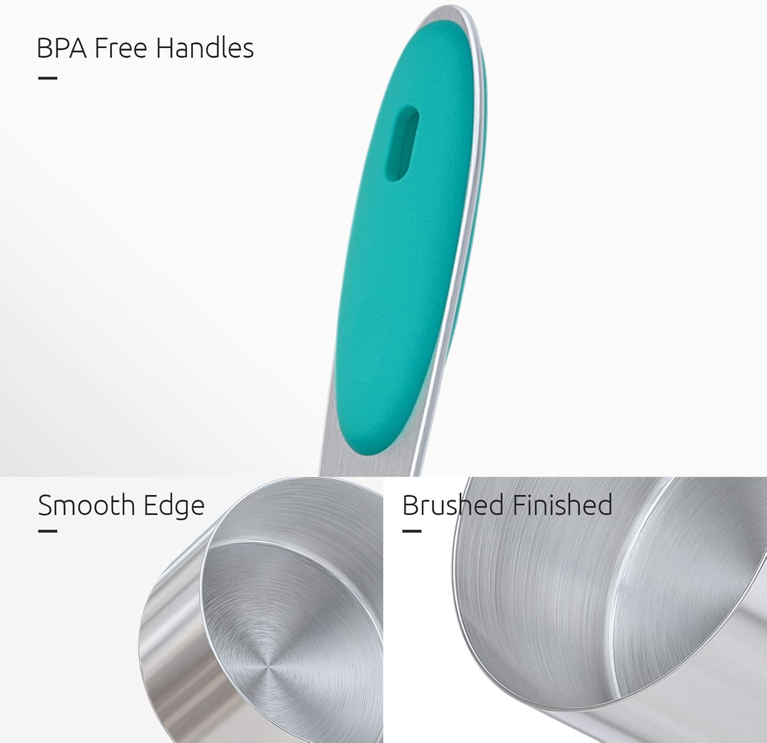 U-Taste 18/8 Stainless Steel Measuring Cups & Spoons Set – 10-Piece – Teal Handles – Heavy-Duty & Engraved Measurements - PuriLite