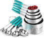 U-Taste 18/8 Stainless Steel Measuring Cups & Spoons Set – 10-Piece – Teal Handles – Heavy-Duty & Engraved Measurements - PuriLite