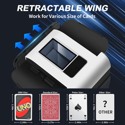 Quiet Rechargeable Automatic Card Shuffler for Two Decks with One-Touch Operation and Long Battery Life