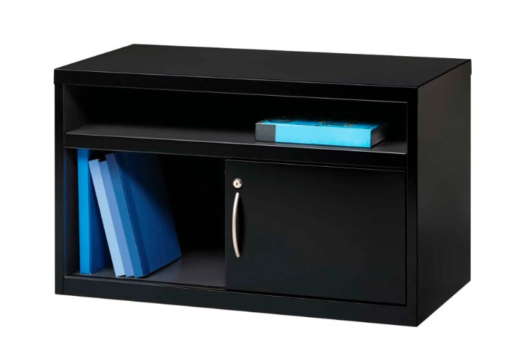 Interion® 36" Low Credenza with Door - Black - PuriLite
