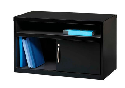 Interion® 36" Low Credenza with Door - Black - PuriLite