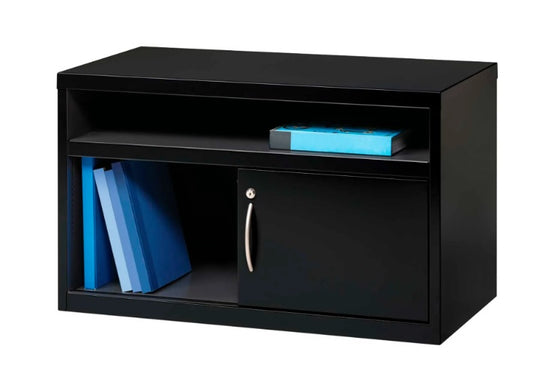 Interion® 36" Low Credenza with Door - Black - PuriLite