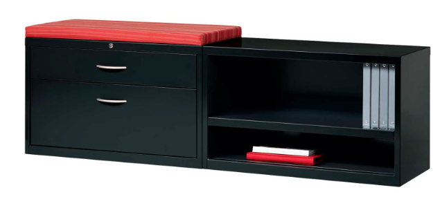 Interion® 36" Low Credenza with Door - Black - PuriLite