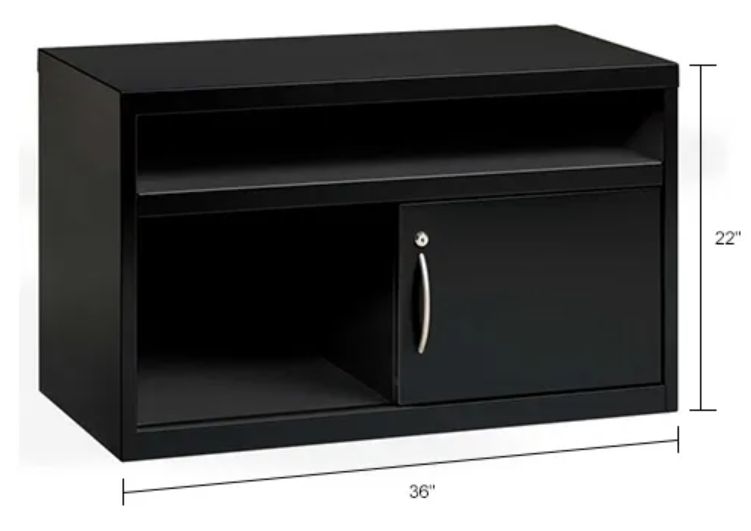 Interion® 36" Low Credenza with Door - Black - PuriLite