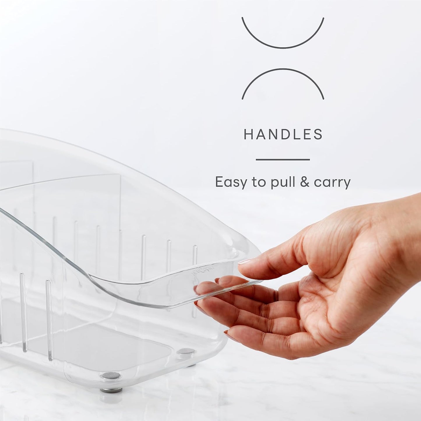 RollOut Fridge Drawer 6-Inch – Clear BPA-Free Refrigerator Organizer Bin – Sliding Storage with Wheels – Adjustable Dividers