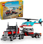 LEGO Creator 3-in-1 Flatbed Truck Transforming Toy Set with Helicopter, Plane, Hot Rod and SUV Vehicles for Kids 7+ - PuriLite