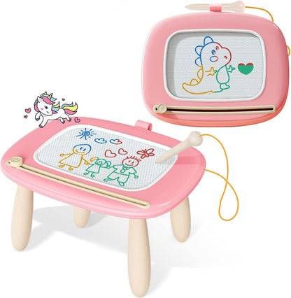Kikidex Magnetic Drawing Board for Toddlers Ages 1-3, Educational Doodle Sketching Pad Soft Pink - PuriLite
