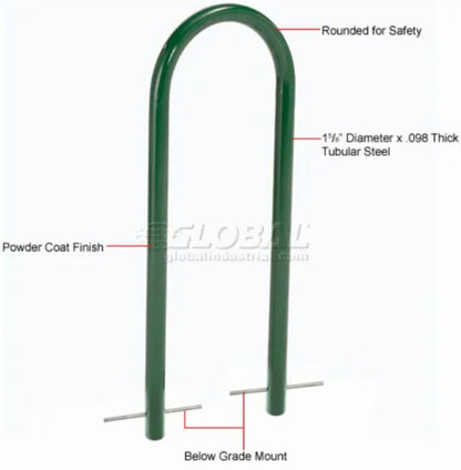 Global Industrial™ U-Rack Bike Rack, 2-Bike Capacity, Below Ground Mount, Green