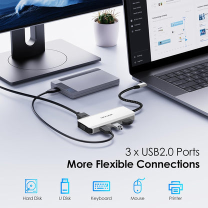 USB C Docking Station Dual DP Monitor, Displayport Docking Station with Dual DP, HDMI, VGA, USB2.0 Ports for Lenovo HP Dell, Windows System Computer