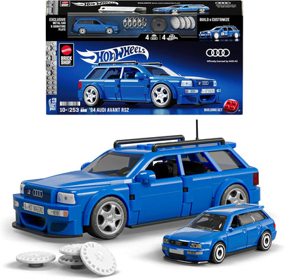 Mattel Brick Shop Hot Wheels ’94 Audi Avant RS2 Building Set, 256 Pieces, Realistic Car Model with Custom Decals for Kids and Adult Collectors Ages 10+ - PuriLite
