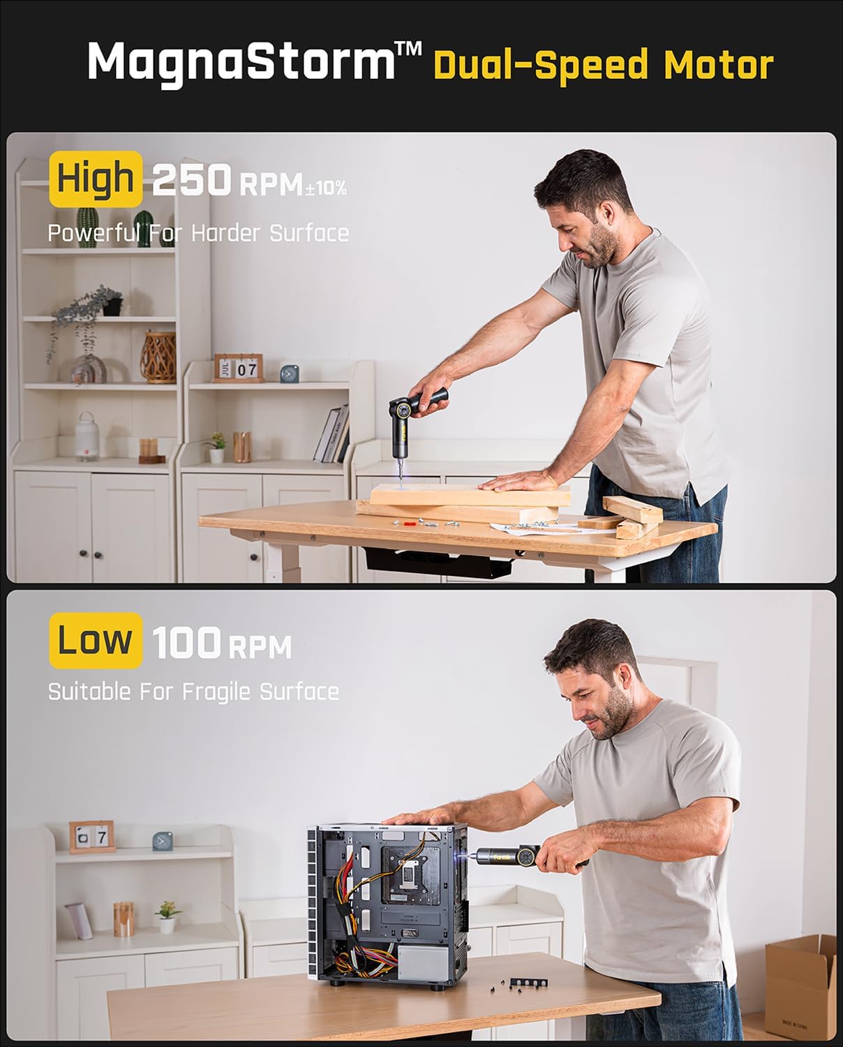 Fanttik Fold S1 APEX Cordless Electric Screwdriver – 3.7V Pivot Handle Screwdriver – 8 Torque Settings Up to 7N·m – LED Screen – Dual Speed 100/250 RPM – 20 S2 Bits - PuriLite