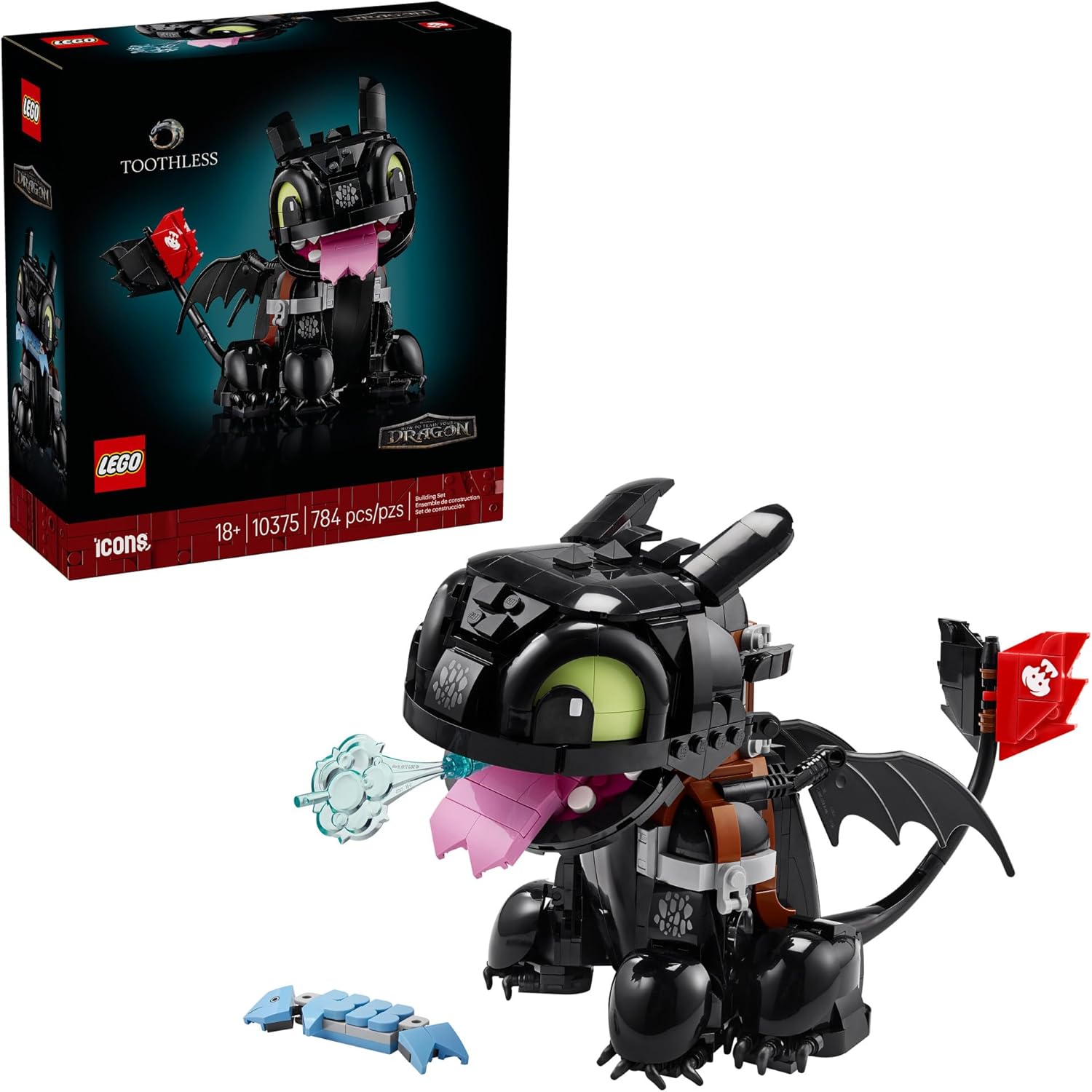 LEGO Icons How to Train Your Dragon Toothless Building Set for Adults, 784 Pieces, Collectible Room Decor, Ages 18+ - PuriLite