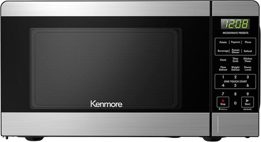 Kenmore KMCMWP09S2-09 Countertop Microwave 6 Auto-Preset Menus, Child Lock, Defrost & Express Cooking Features, 900 Watt, 0.9 Cu Ft, Stainless Steel