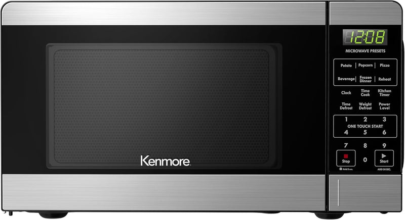 Kenmore KMCMWP09S2-09 Countertop Microwave 6 Auto-Preset Menus, Child Lock, Defrost & Express Cooking Features, 900 Watt, 0.9 Cu Ft, Stainless Steel