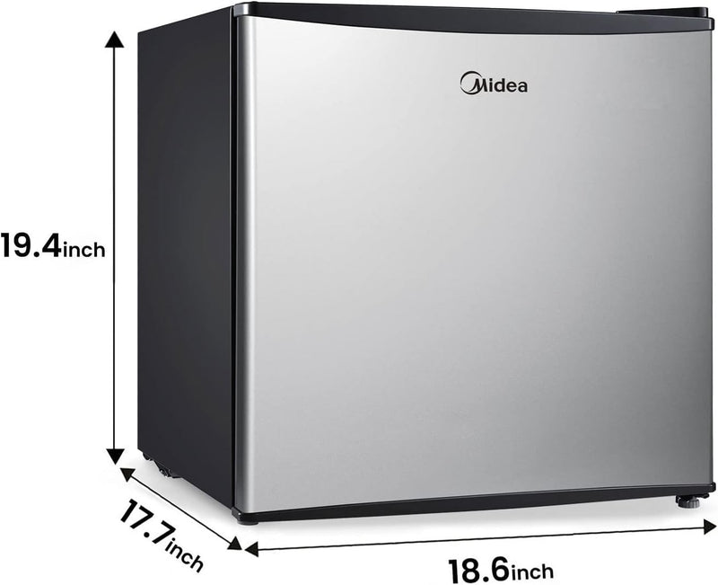 Midea WHS-65LSS1 Compact Refrigerator, 1.6 Cubic Feet Single Door Fridge, Mini Fridge for Office/Bedroom/Dorm/Living Room/Garage with Adjustable Legs, Black