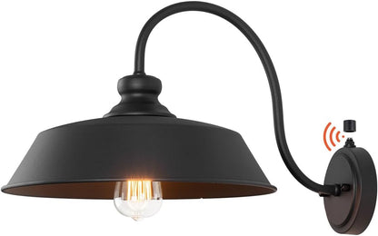 Dusk to Dawn Farmhouse Outdoor Gooseneck Barn Wall Light with 14" Dome Matte Black