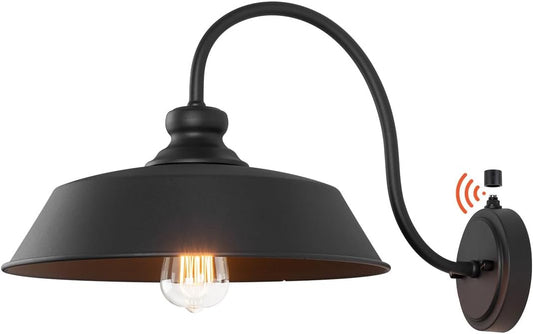 Dusk to Dawn Farmhouse Outdoor Gooseneck Barn Wall Light with 14" Dome Matte Black