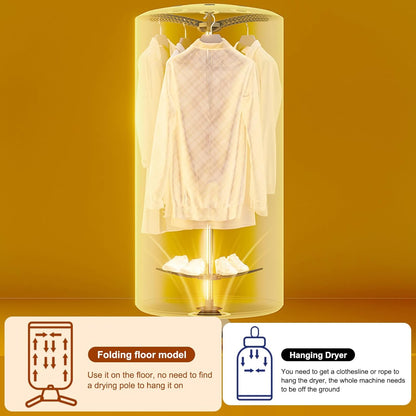 Portable Clothes Dryer Upgraded to Quickly Dry A Large Number of Clothes and Shoes. Travel Mini 900w Dryer Machine, Compact Portable Dryer for Family, Apartment, RV and Travel