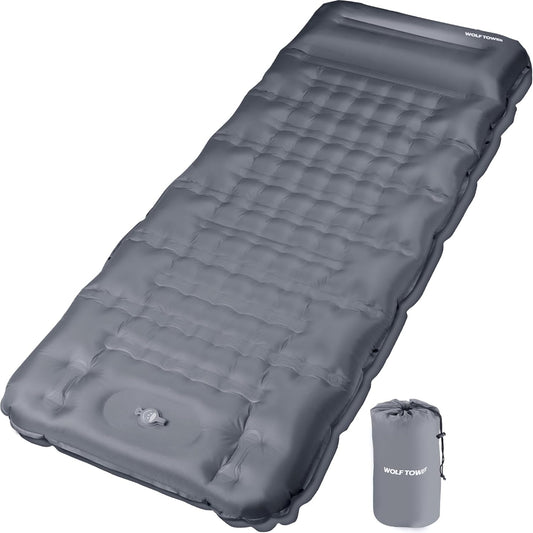 Self Inflating Sleeping Pad for Camping, 6 Inch Ultra-Thick Camping Mat with Built-in Pump, Outdoor Ultralight Sleepinging Mat for Camping Tent, Backpacking, Hiking and Traveling(Grey)