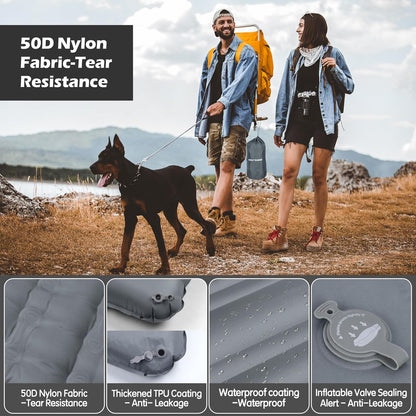 Self Inflating Sleeping Pad for Camping, 6 Inch Ultra-Thick Camping Mat with Built-in Pump, Outdoor Ultralight Sleepinging Mat for Camping Tent, Backpacking, Hiking and Traveling(Grey)