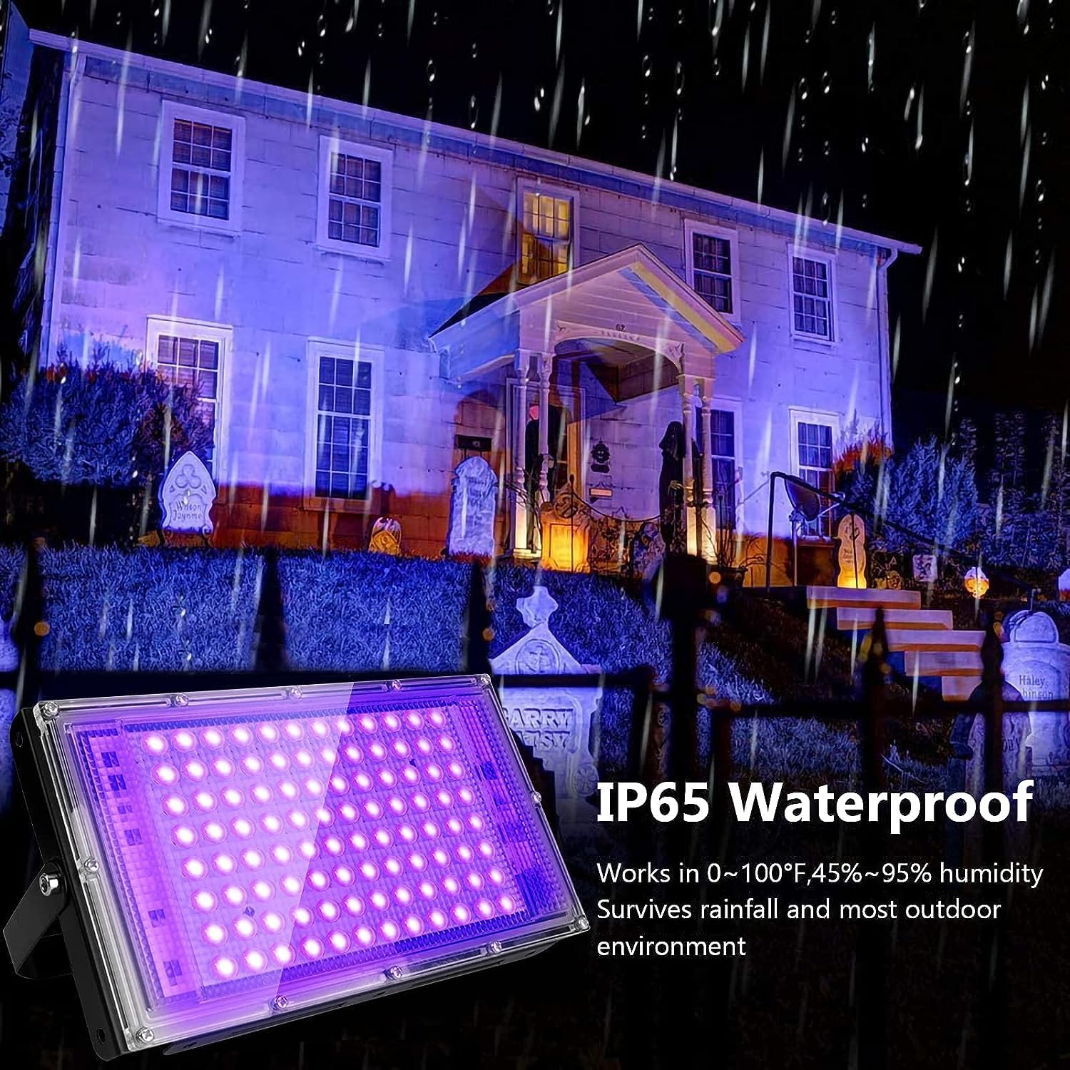 100W LED UV Black Light, Black Lights for Glow Party, IP65 Waterproof Black Light, for Black Light Party, Stage Lighting, Halloween, Fluorescent Poster, Neon Glow, Body Paint - PuriLite