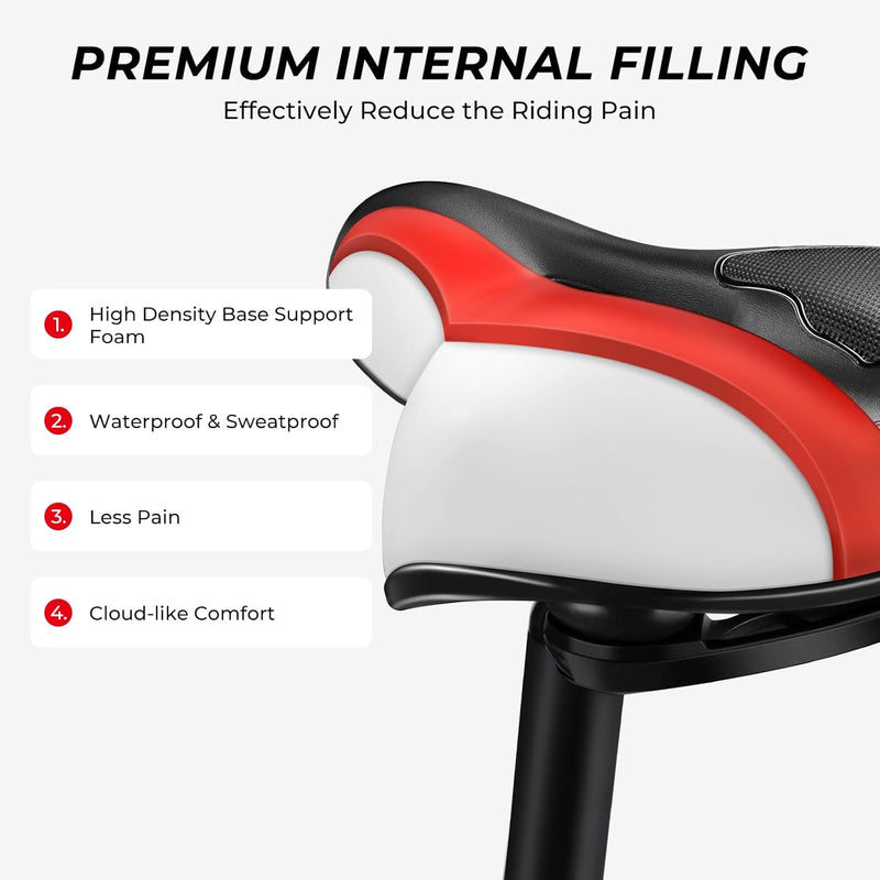 Bike Seat, Comfortable Bicycle Seat Cushion for Men Women, Waterproof Soft Gel Bike Saddle with Ergonomic Zone Concept, Fit for BMX, MTB & Road Bike