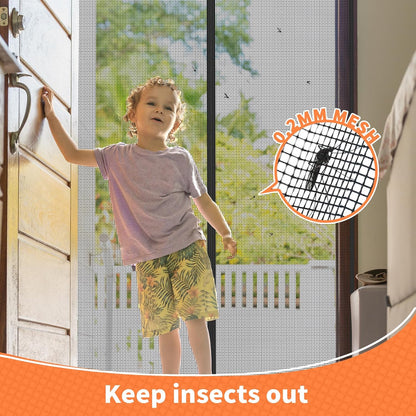 Magnetic Screen Door, Heavy Duty Fiberglass Moustiquaire Magnétique, Screen Mesh with Automatic Block Closure, Walk Through Easily for Kids Pets,Fits Door Size up to 36-38" W x 80" H