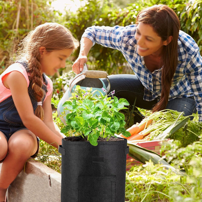 Potato Grow Bags 10 Gallon 4 Pack Fabric Pots Thickened Nonwoven Grow Bags with Reinforced Handles Garden Planting Bags for Tomato Vegetables Fruits Garden Pots Outdoor Indoor(14" Dia x 18" H)