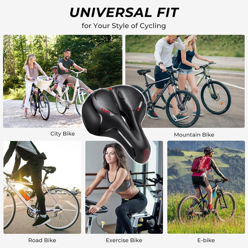Bike Seat, Comfortable Bicycle Seat Cushion for Men Women, Waterproof Soft Gel Bike Saddle with Ergonomic Zone Concept, Fit for BMX, MTB & Road Bike