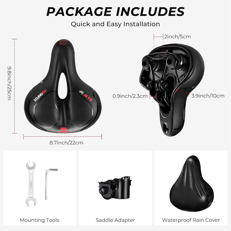 Bike Seat, Comfortable Bicycle Seat Cushion for Men Women, Waterproof Soft Gel Bike Saddle with Ergonomic Zone Concept, Fit for BMX, MTB & Road Bike