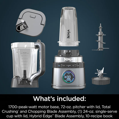 Ninja Detect Power Blender + Personal Single-Serve, BlendSense Technology, For Smoothies, Food and More, Compact Kitchen Countertop, 1700 P-Watts, 72 oz. Pitcher, 24 oz. Cup, TB300C (Canadian Version)