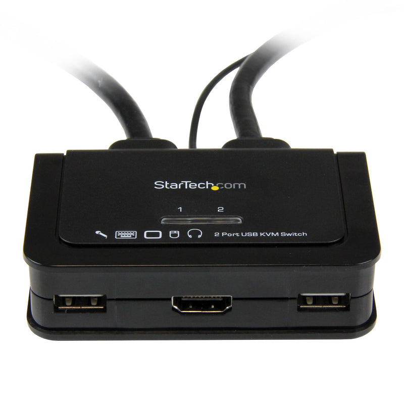 2 Port USB HDMI Cable KVM Switch with Audio and Remote Switch – USB Powered