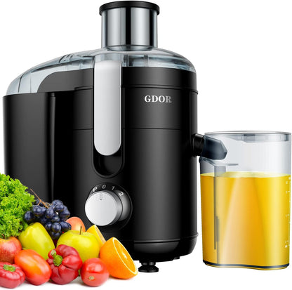 GDOR Juicer Machine, Electric Centrifugal Juicer with Titanium Enhanced Cut Disc, Dual Speeds with 2.5" Feed Chute, for Fruits and Veggies, Anti-Drip, Includes Cleaning Brush, BPA-Free