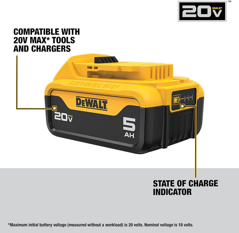 DEWALT 20V Max XR 20V Battery, 5.0-Ah, 2-Pack (DCB205-2)