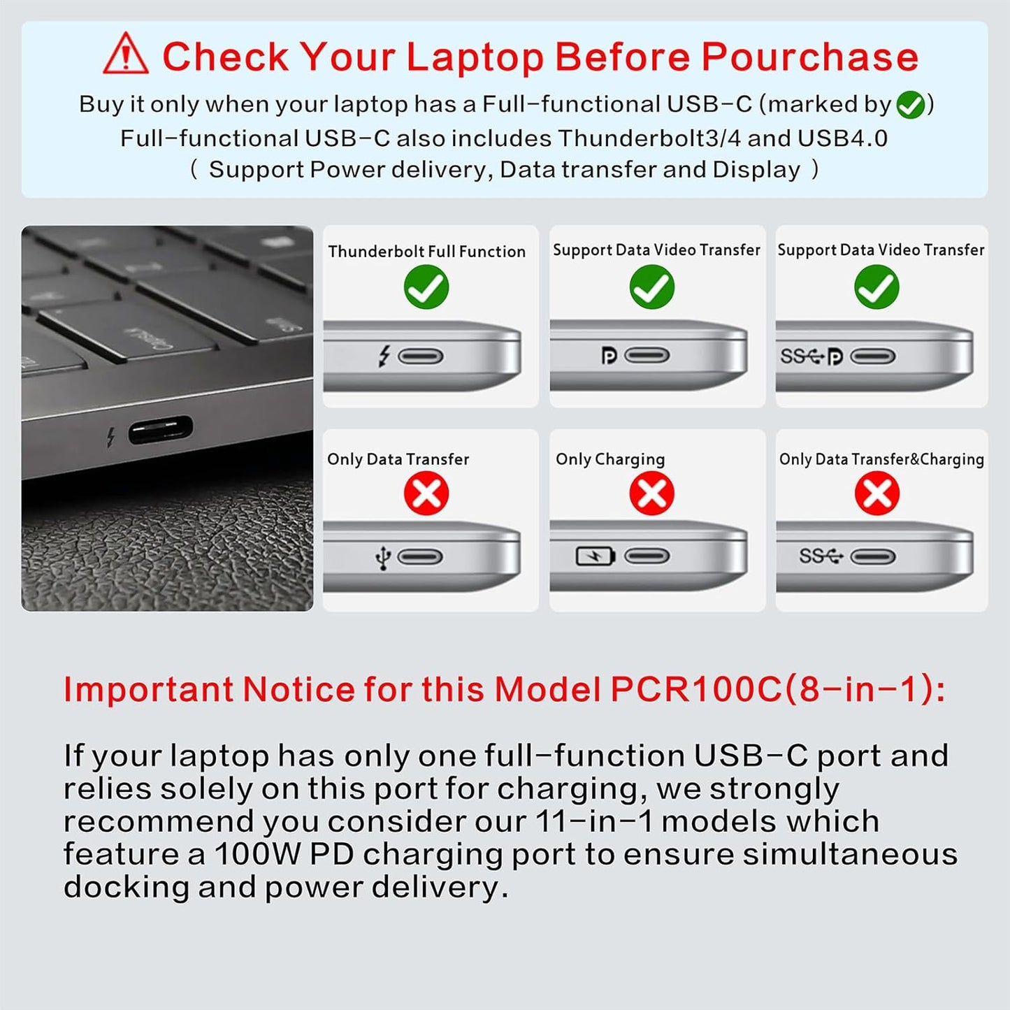 Laptop Docking Station Stand 8-in-1 – USB-C Hub with 4K HDMI Dual Display – 360° Swivel Aluminum Laptop Stand – USB 3.0 Data Ports – 3.5mm Audio Jack - PuriLite