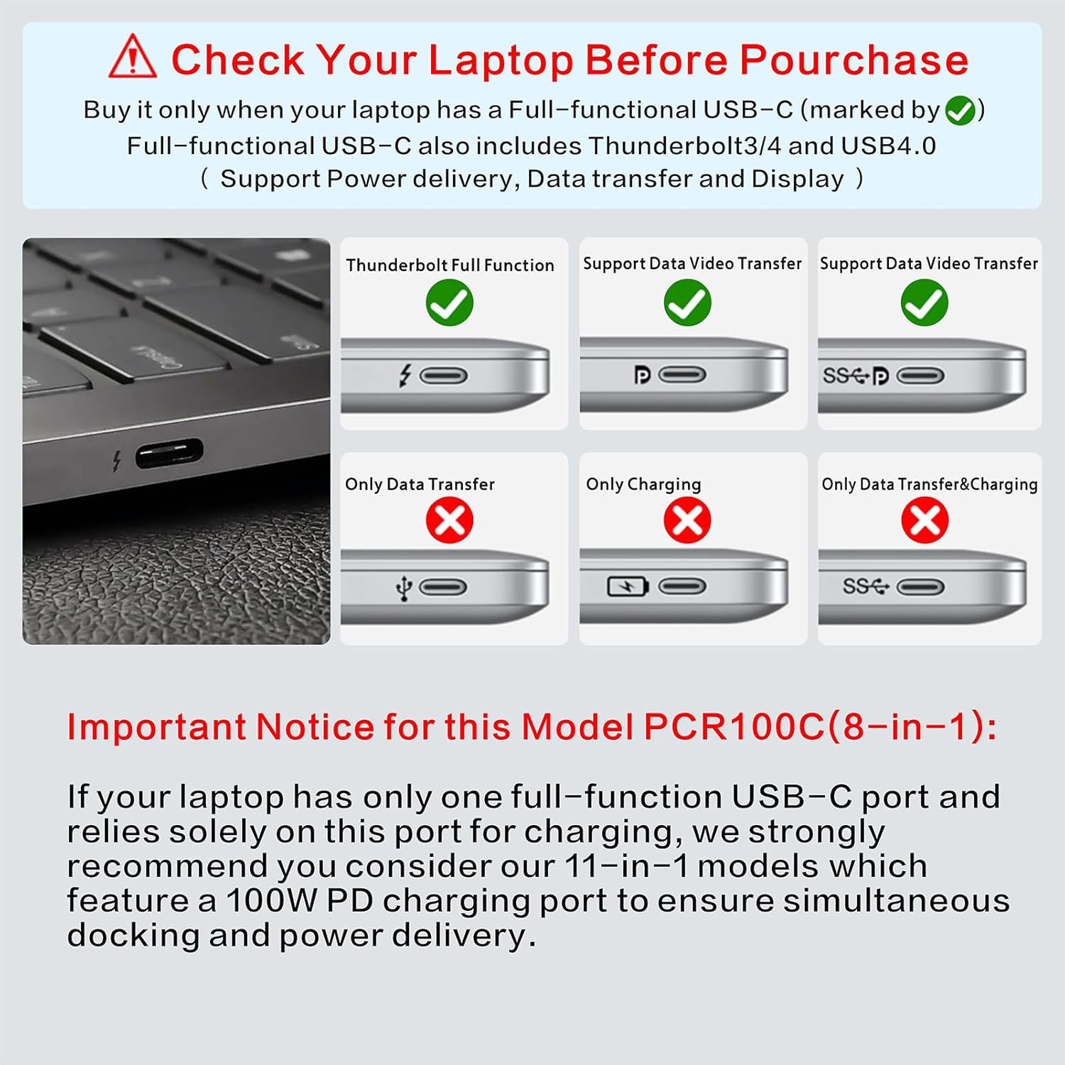 Laptop Docking Station Stand 8-in-1 – USB-C Hub with 4K HDMI Dual Display – 360° Swivel Aluminum Laptop Stand – USB 3.0 Data Ports – 3.5mm Audio Jack - PuriLite