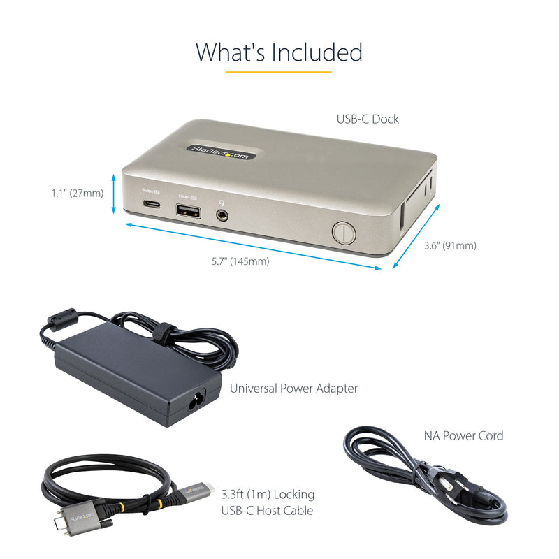 USB C Dock - USB-C to DisplayPort 4K 30Hz or VGA - 65W USB Power Delivery Charging - 4-Port USB 3.1 Gen 1 Hub - Universal USB-C Laptop Docking Station with Ethernet - TAA