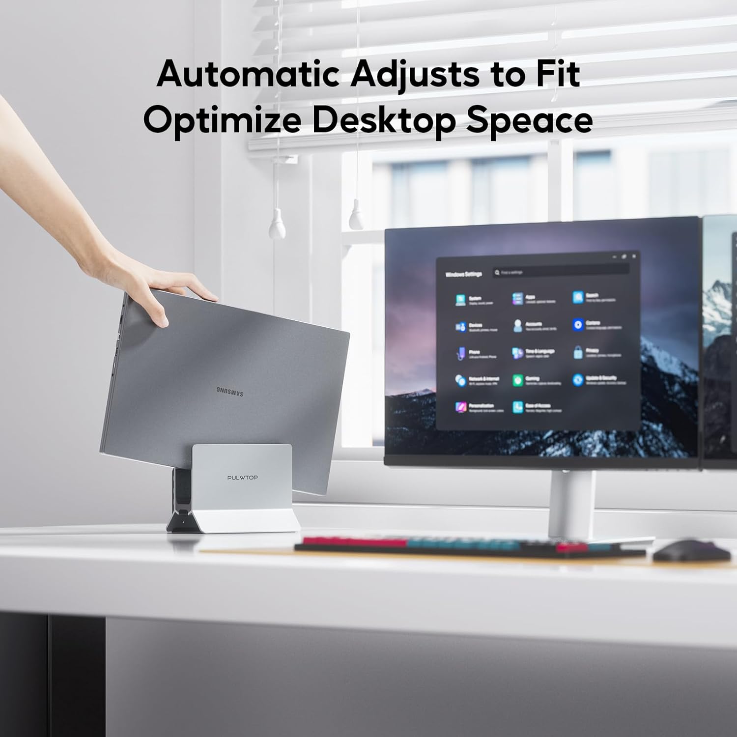 USB-C Laptop Docking Station Dual Monitor – 11-in-1 Vertical Dock Stand – Dual 4K HDMI – 10Gbps USB-C & USB-A – Gigabit Ethernet – PD 100W - PuriLite
