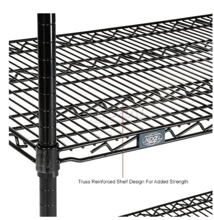 Nexel® 4 Shelf, Black Epoxy Wire Shelving Unit, Starter, 60"W x 18"D x 74"H - PuriLite