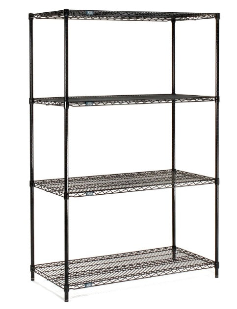 Nexel® 4 Shelf, Black Epoxy Wire Shelving Unit, Starter, 60"W x 18"D x 74"H - PuriLite