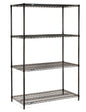 Nexel® 4 Shelf, Black Epoxy Wire Shelving Unit, Starter, 60"W x 18"D x 74"H - PuriLite