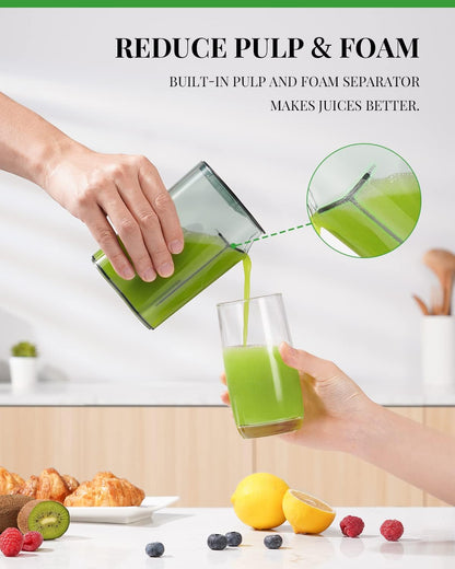 GDOR Juicer Machine, Electric Centrifugal Juicer with Titanium Enhanced Cut Disc, Dual Speeds with 2.5" Feed Chute, for Fruits and Veggies, Anti-Drip, Includes Cleaning Brush, BPA-Free