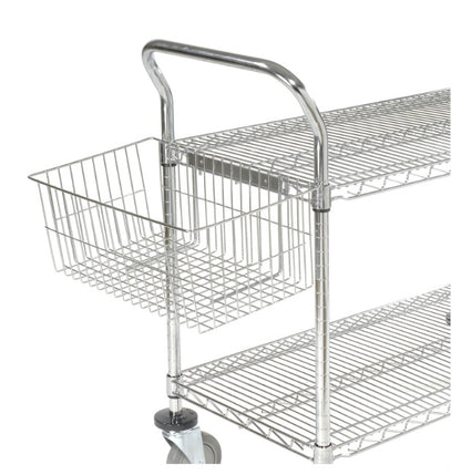 Nexel® Chrome Utility Cart w/2 Shelves & Poly Casters, 1200 lb. Capacity, 42"L x 18"W x 39"H - PuriLite