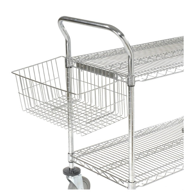 Nexel® Chrome Utility Cart w/2 Shelves & Poly Casters, 1200 lb. Capacity, 42"L x 18"W x 39"H