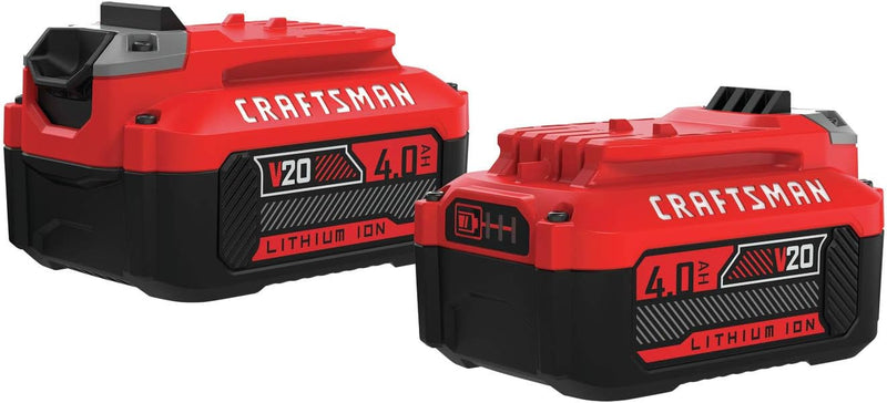 CRAFTSMAN V20 Lithium Ion Battery, 4.0-Amp Hour, 2 Pack (CMCB204-2)