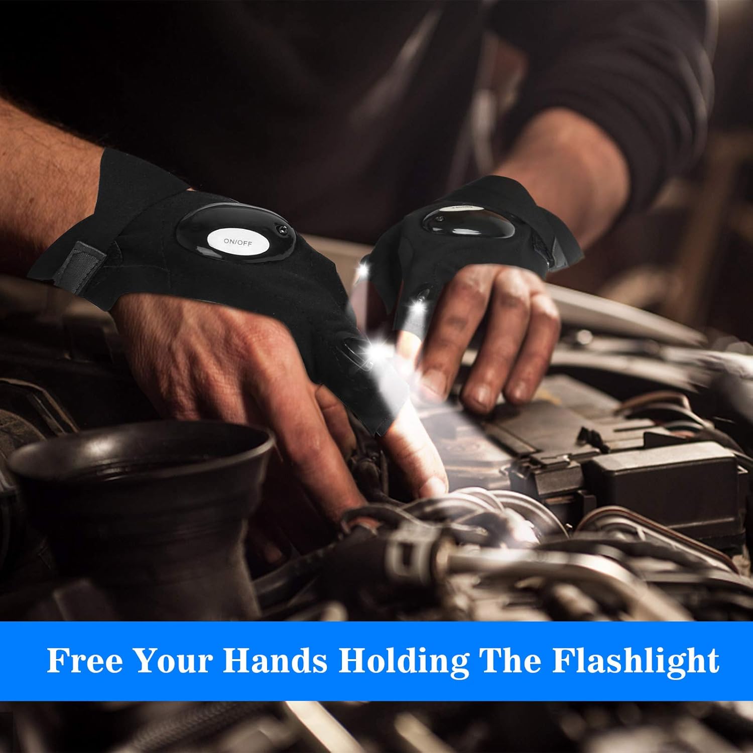LED Flashlight Gloves for Men & Women – Hands-Free Finger Light Gloves for Fishing, Camping, DIY, Repairs, Night Work - PuriLite