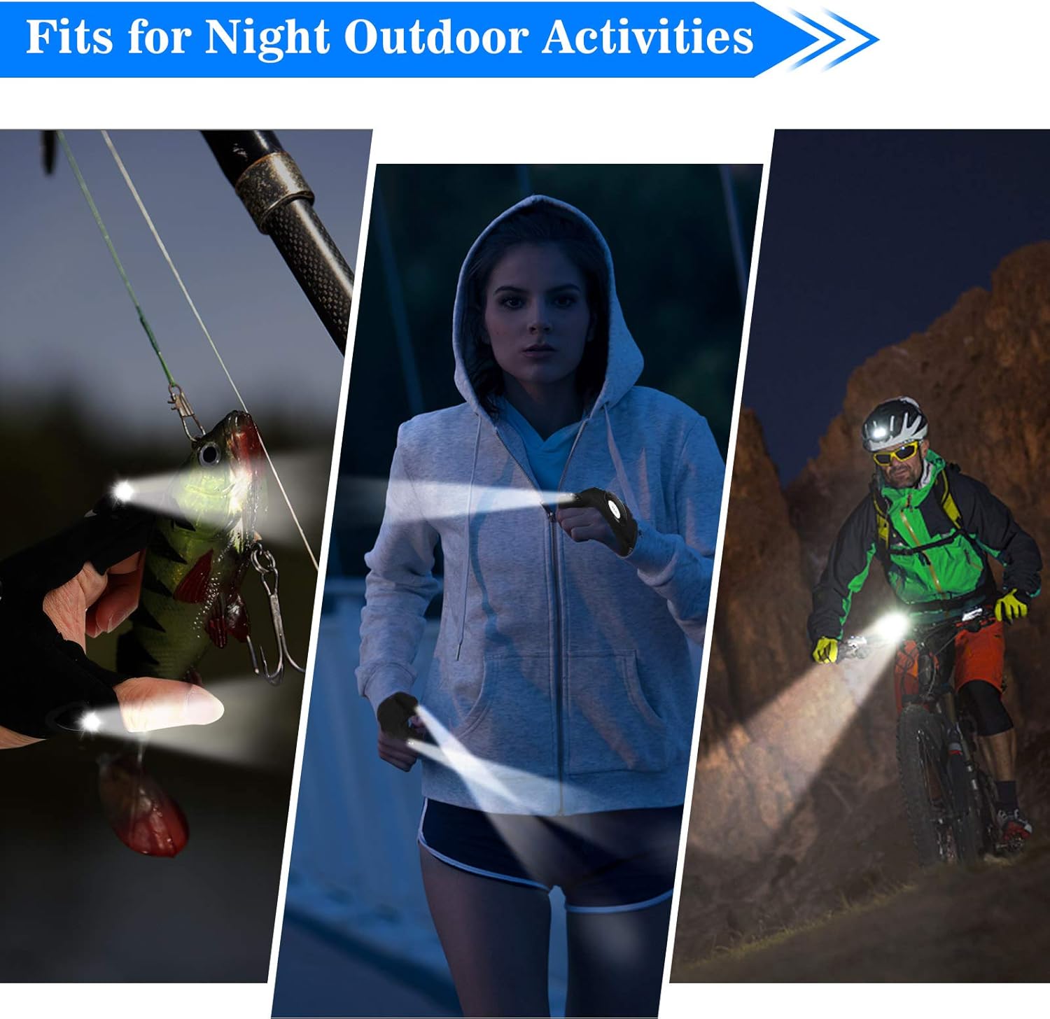 LED Flashlight Gloves for Men & Women – Hands-Free Finger Light Gloves for Fishing, Camping, DIY, Repairs, Night Work - PuriLite